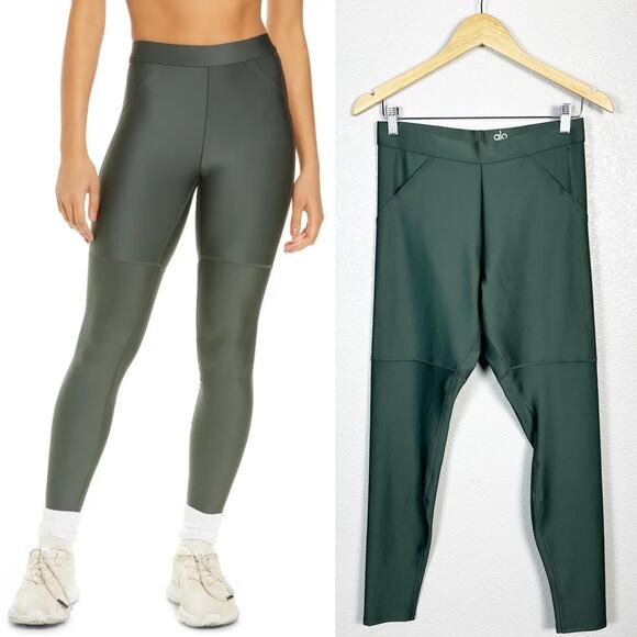 Alo Womens Yoga High Waist Airlift 4 Pocket Utility Leggings in Green Large - Picture 1 of 14